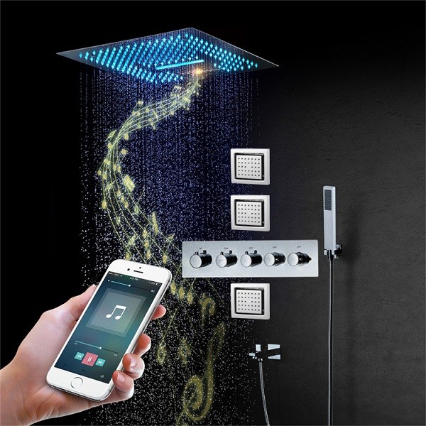 Sen tắm âm tường nóng lạnh DAELIM DL4040E -Phone Điều Khiển (Bát trần Led 40x40cm)