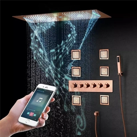 Sen tắm nhiệt độ âm tường màu vàng hồng rose Gold Daelim DL3090G